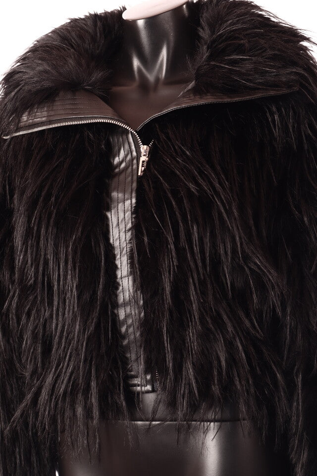 műszőrme kabát fekete