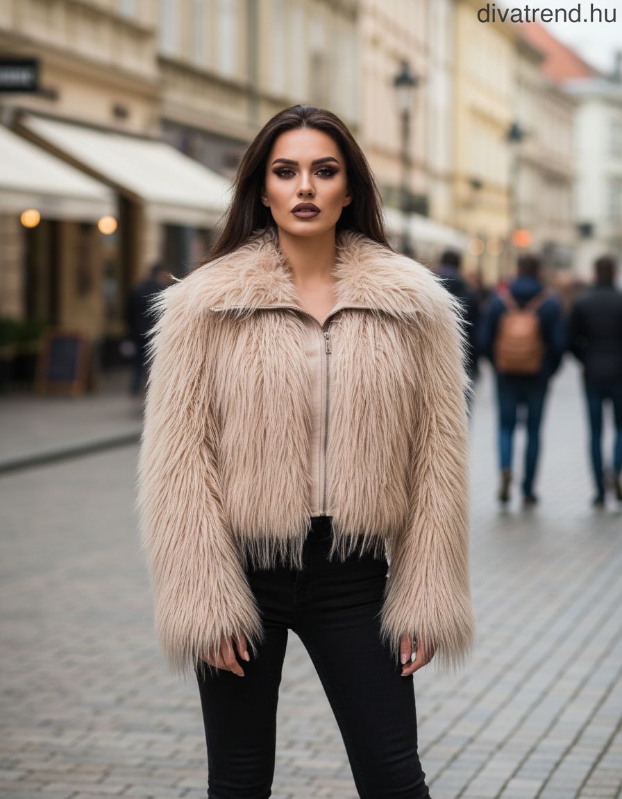 műszőrme kabát bézs
