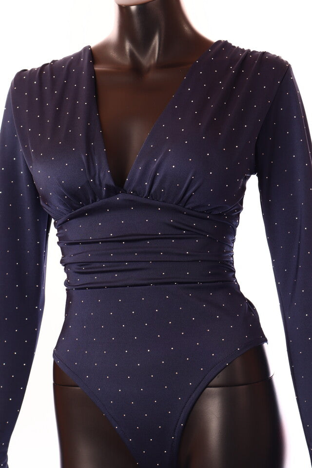 olasz női body hosszú ujjú alakhangsúlyozó V nyakú