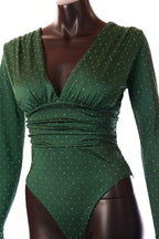 olasz női body hosszú ujjú alakhangsúlyozó V nyakú