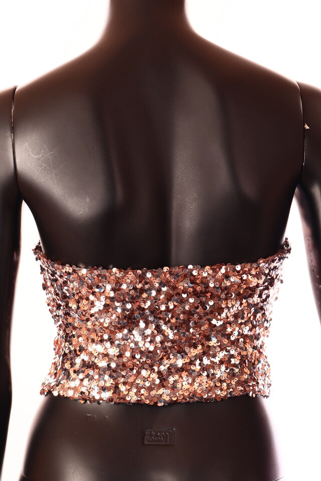 flitteres crop top, vállpánt nélküli hátulról