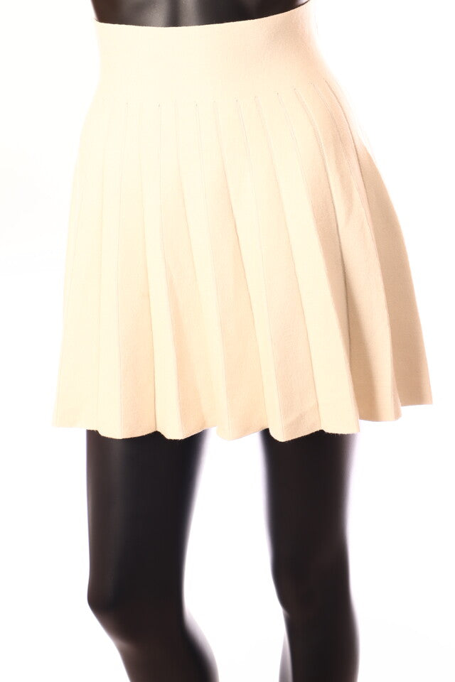 fehér pliszirozott kötött miniszoknya