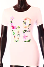 Timiami női mintás pamut póló rövid ujjú alakhangsúlyozó kerek nyakú