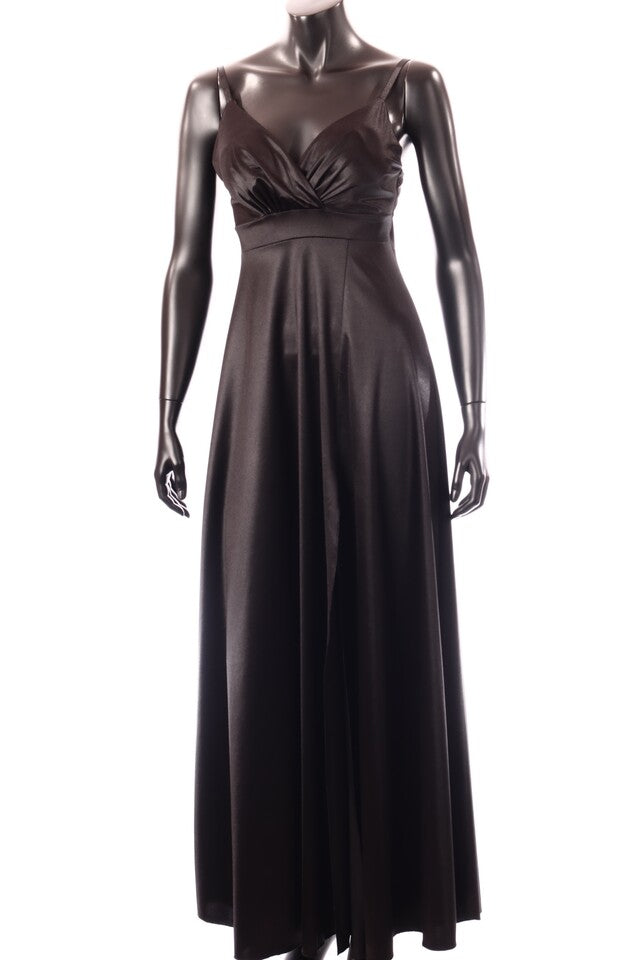 olasz női ruha ujjatlan V nyakú maxi