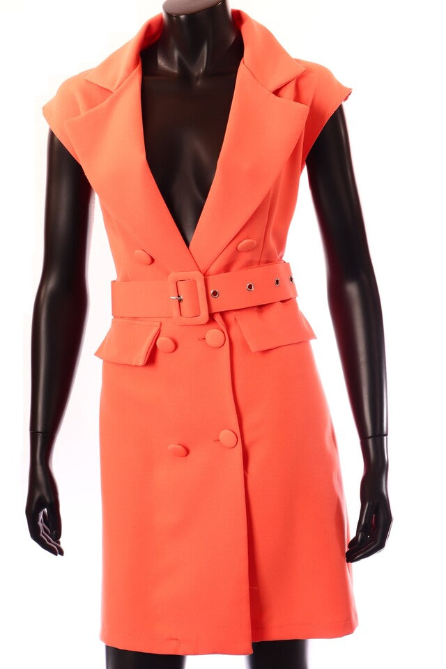 olasz női ruha ujjatlan V nyakú térd