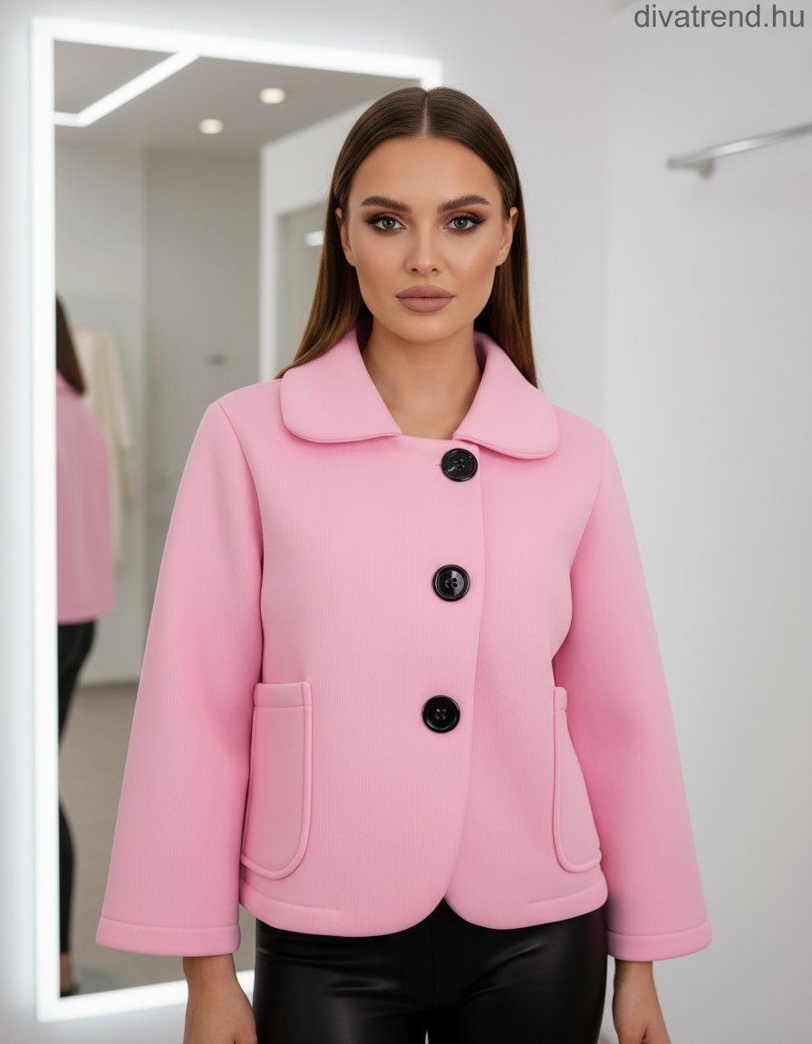 pink női rövid kabát scuba anyagból