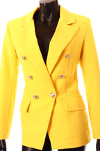 olasz női blézer hosszú ujjú V nyakú