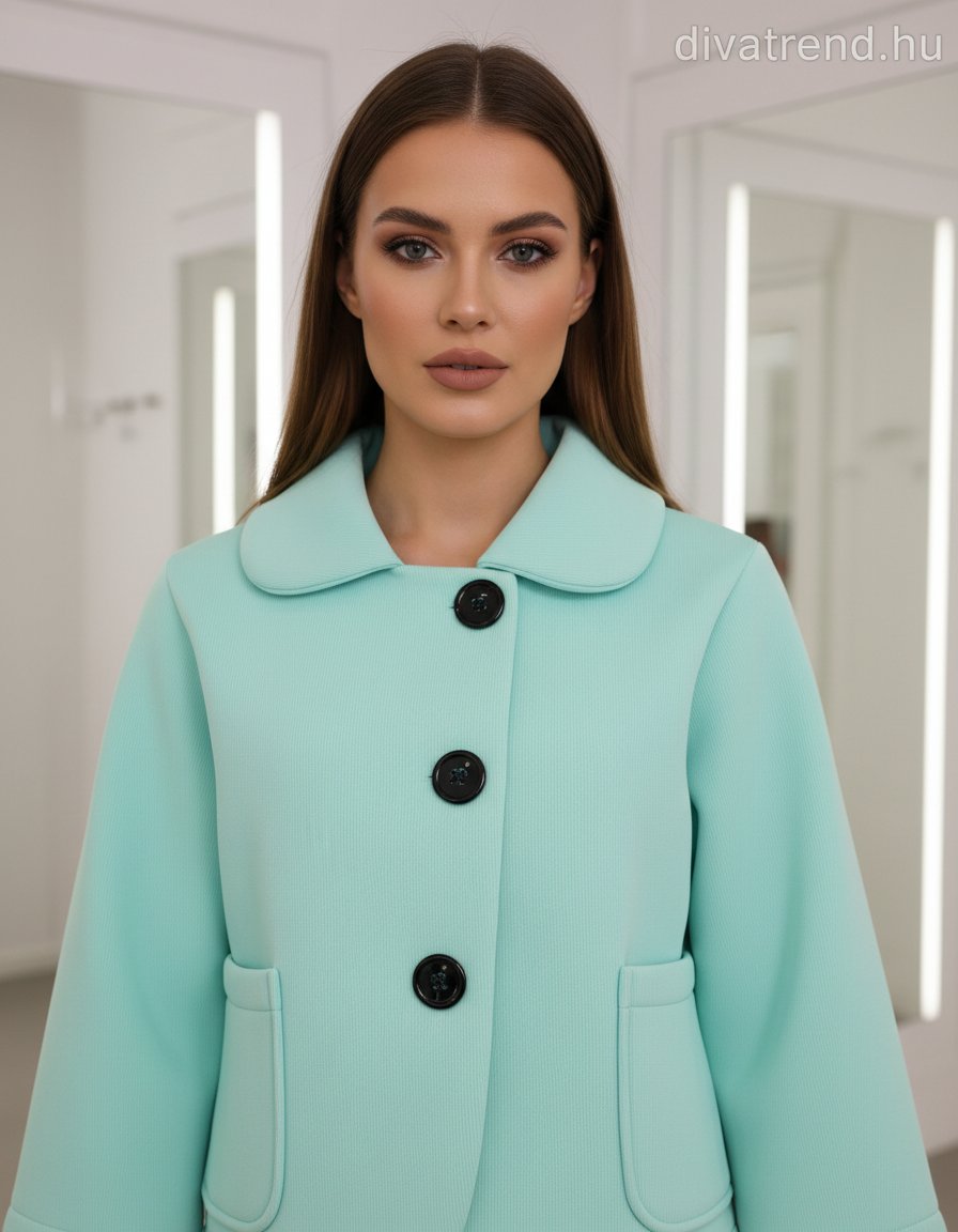 zöld világos női rövid kabát scuba anyagból