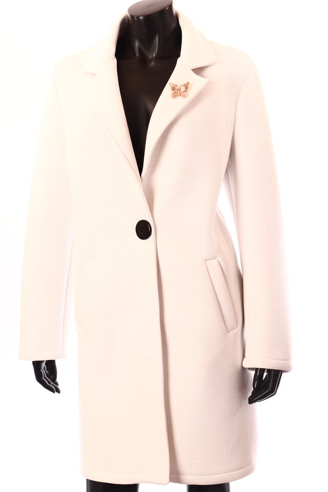 női átmeneti kabát V-nyakú fehér