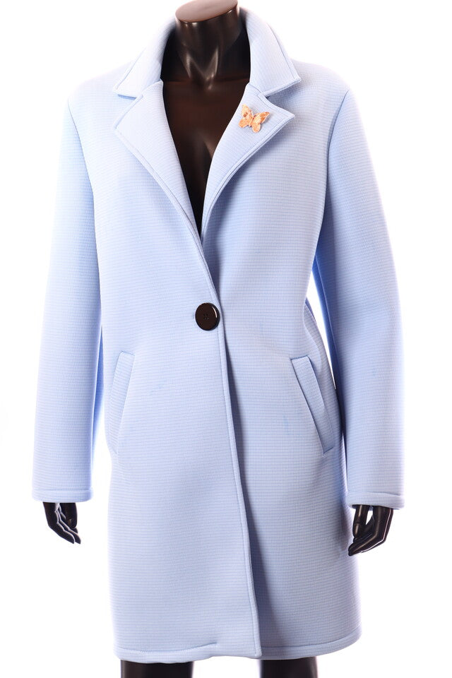 női átmeneti kabát V-nyakú kék