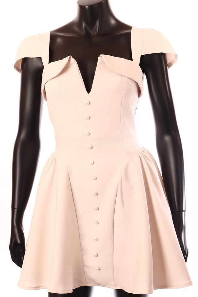 olasz női vastag ruha ujjatlan A vonalú V nyakú mini