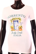 Timiami női mintás pamut póló rövid ujjú alakhangsúlyozó kerek nyakú