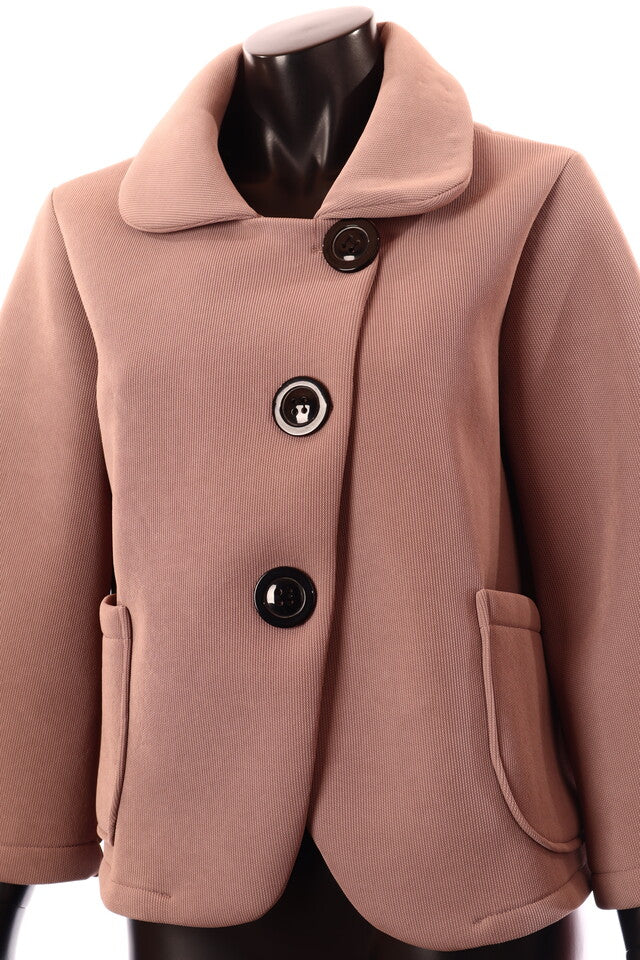 barna női rövid kabát scuba anyagból