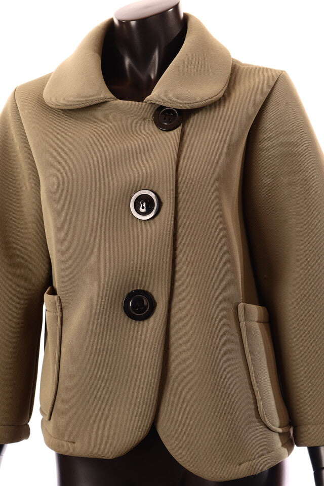 khaki női rövid kabát scuba anyagból