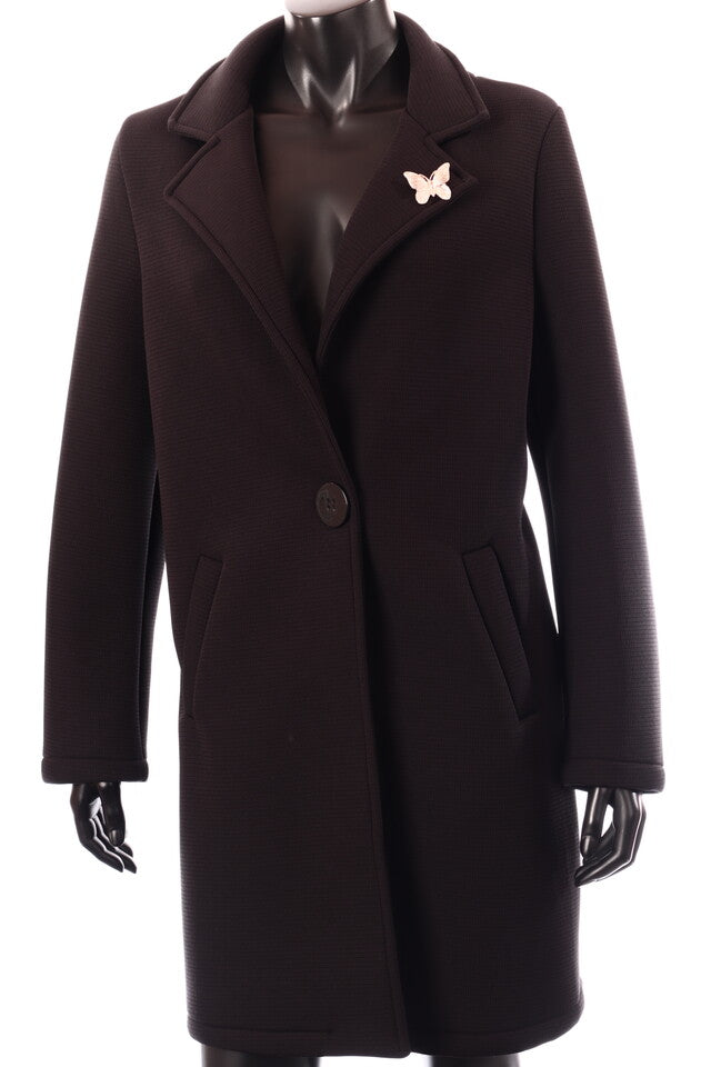 női átmeneti kabát V-nyakú fekete