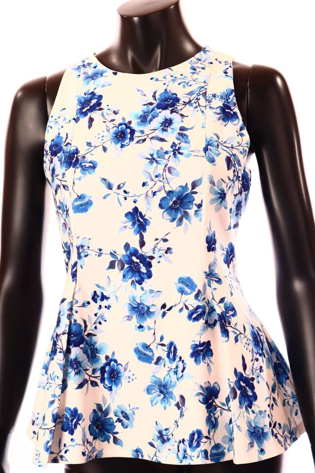 fehértört kékkirály virágmintás nyári peplum top