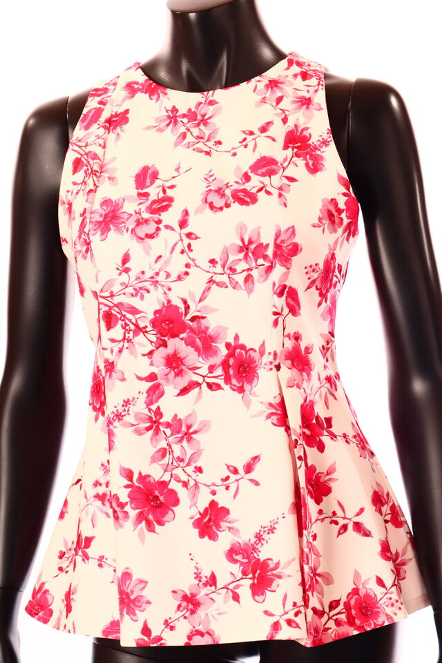 olasz női virág mintás felső ujjatlan kerek nyakú