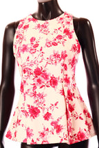 olasz női virág mintás felső ujjatlan kerek nyakú