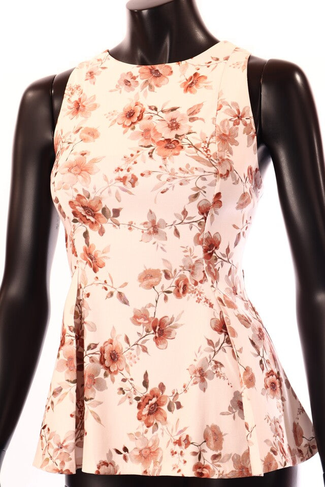 fehértört bézs virágmintás nyári peplum top