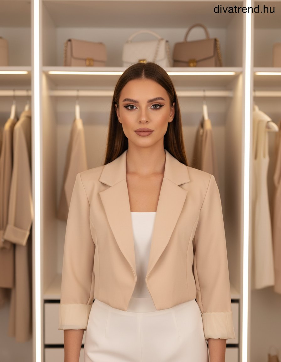 bézs közép blézer