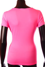 Trendying női vékony top rövid ujjú alakhangsúlyozó U nyakú