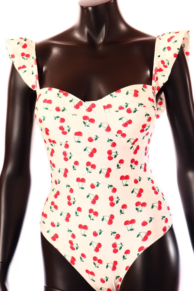 olasz női gyümölcs mintás body ujjatlan alakhangsúlyozó Szögletes nyakkivágás