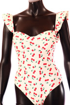 olasz női gyümölcs mintás body ujjatlan alakhangsúlyozó Szögletes nyakkivágás