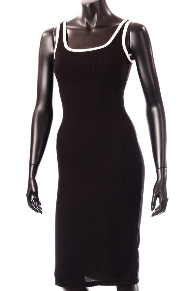 olasz női vékony ruha ujjatlan alakhangsúlyozó kerek nyakú maxi