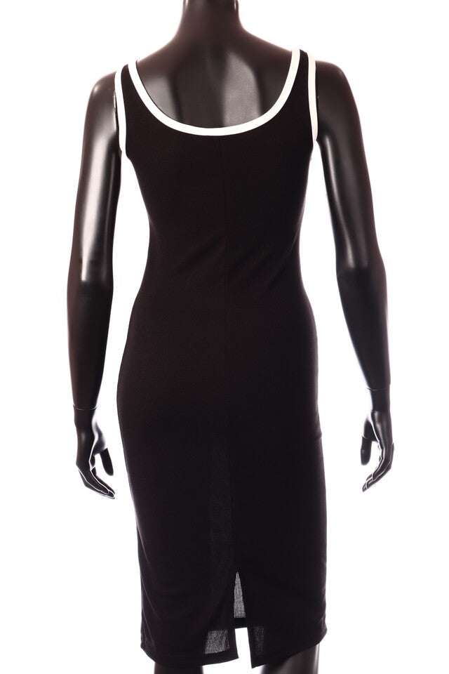 olasz női vékony ruha ujjatlan alakhangsúlyozó kerek nyakú maxi