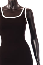 olasz női vékony ruha ujjatlan alakhangsúlyozó kerek nyakú maxi