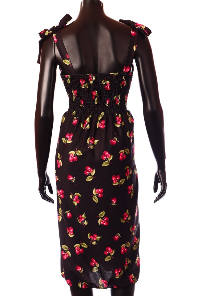 olasz női gyümölcs mintás vékony ruha ujjatlan U nyakú maxi