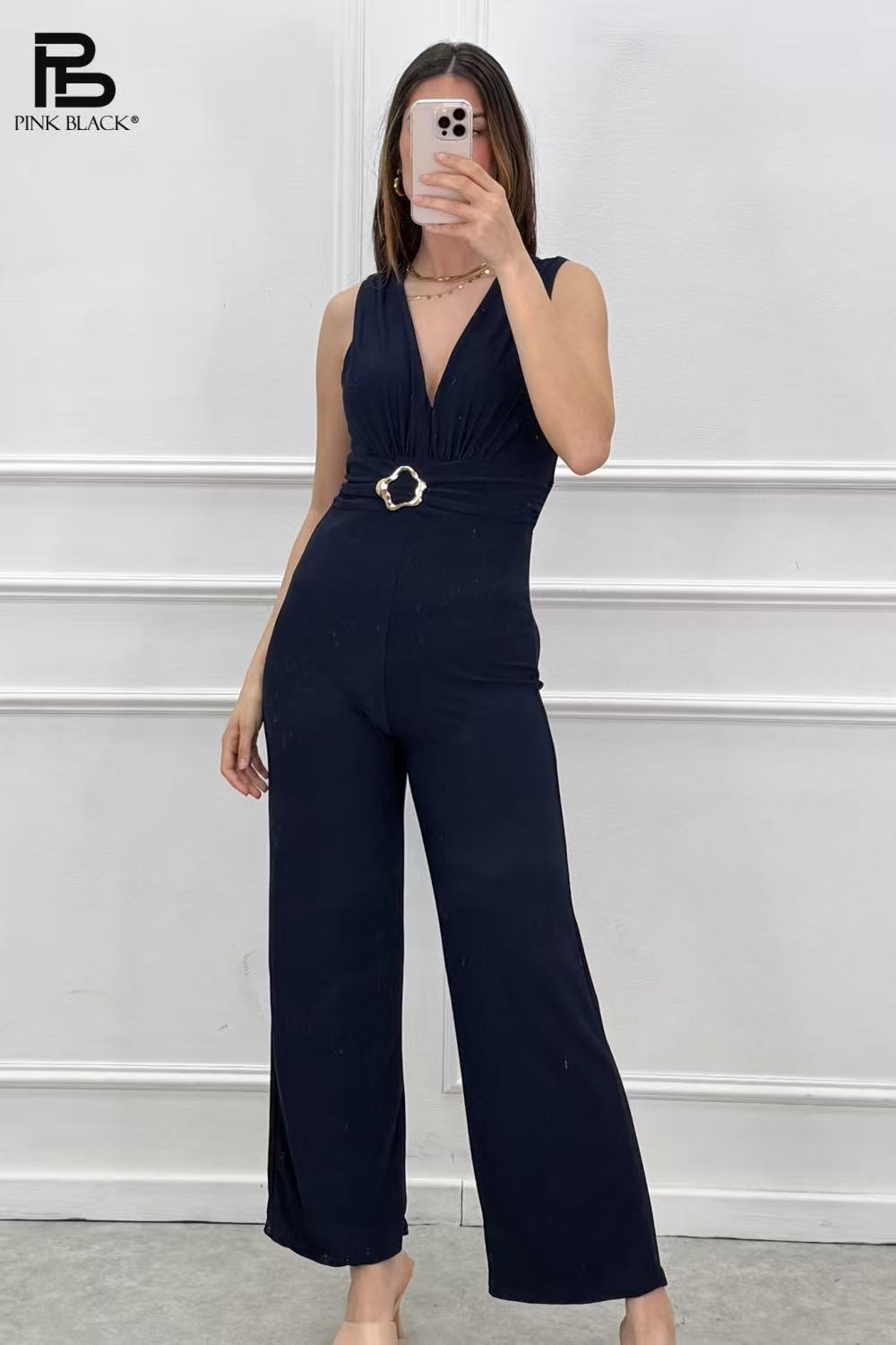 sötétkék női overál ujjatlan hosszú