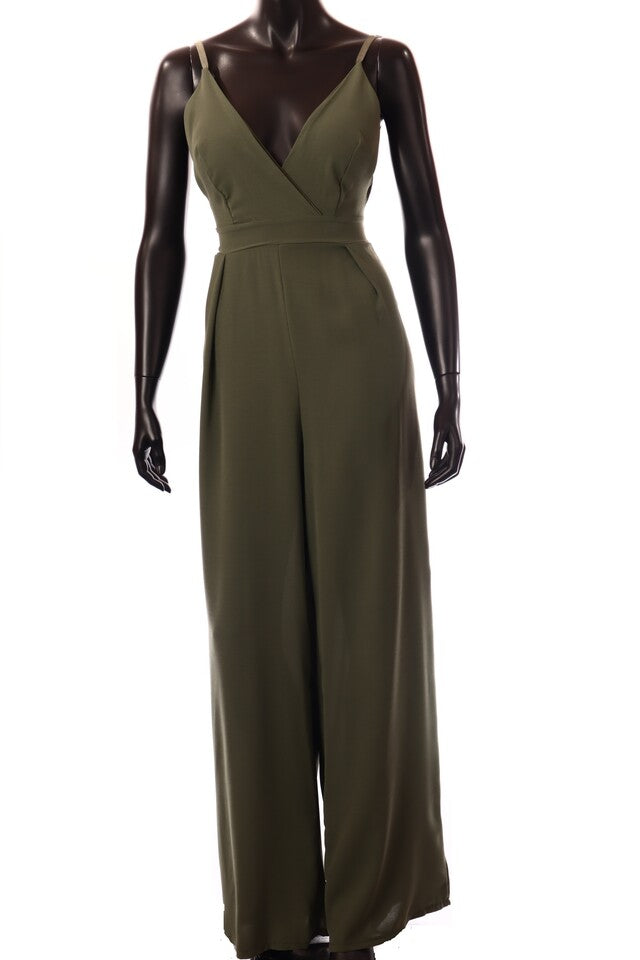 olasz női overál ujjatlan hosszú V nyakú