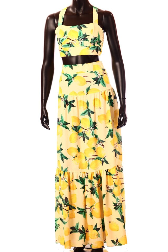 olasz női mintás Nyári szett ujjatlan hosszú Szögletes nyakkivágás