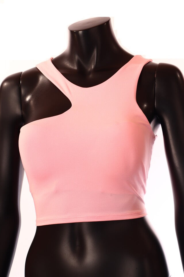 pinklight asszimetrikus viszkóz crop top