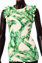 olasz női mintás vékony felső ujjatlan alakhangsúlyozó kerek nyakú