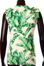 olasz női mintás vékony felső ujjatlan alakhangsúlyozó kerek nyakú