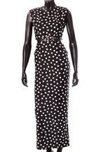 olasz női pöttyös ruha ujjatlan alakhangsúlyozó kerek nyakú maxi