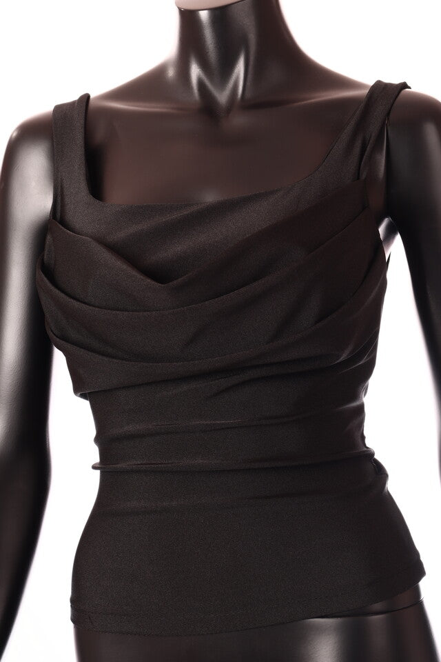 olasz női vékony felső ujjatlan alakhangsúlyozó kerek nyakú