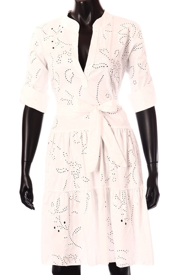 olasz női virág mintás vékony pamutban gazdag ruha hosszú ujjú V nyakú térd