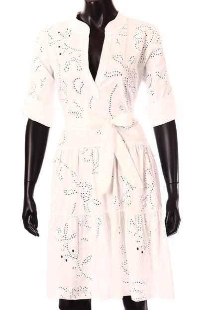 olasz női virág mintás vékony pamutban gazdag ruha hosszú ujjú V nyakú térd