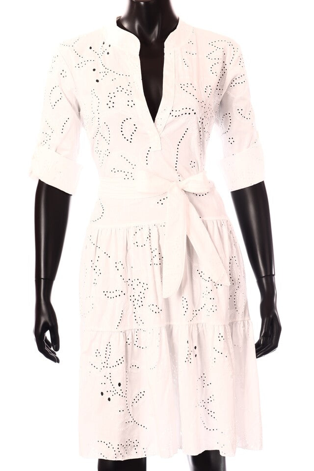 olasz női virág mintás vékony pamutban gazdag ruha hosszú ujjú V nyakú térd