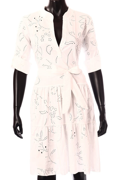 olasz női virág mintás vékony pamutban gazdag ruha hosszú ujjú V nyakú térd