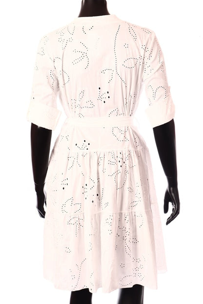 olasz női virág mintás vékony pamutban gazdag ruha hosszú ujjú V nyakú térd