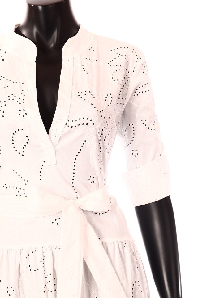 olasz női virág mintás vékony pamutban gazdag ruha hosszú ujjú V nyakú térd