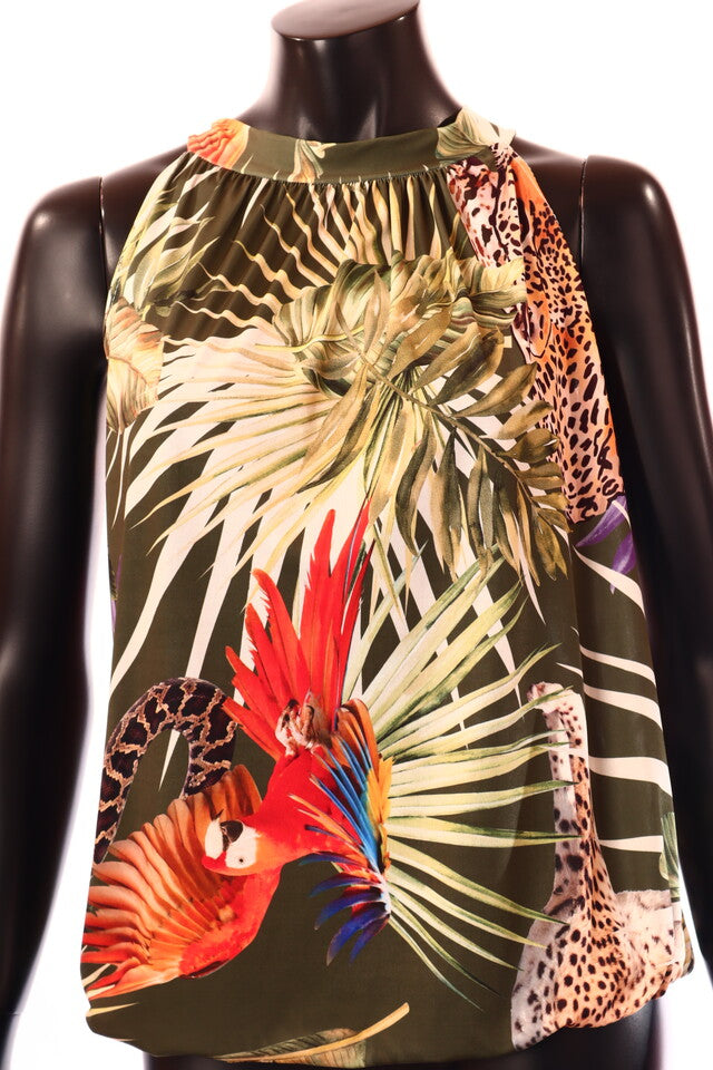 olasz női trópusi felső ujjatlan kerek nyakú