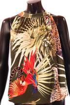 olasz női trópusi felső ujjatlan kerek nyakú