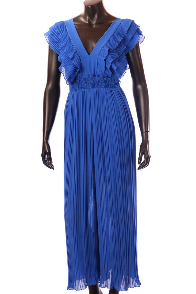 olasz női vékony overál ujjatlan hosszú V nyakú