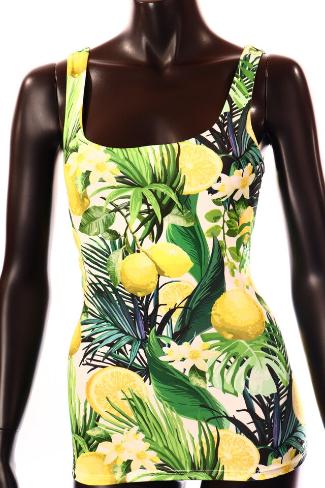 olasz női mintás felső ujjatlan alakhangsúlyozó U nyakú