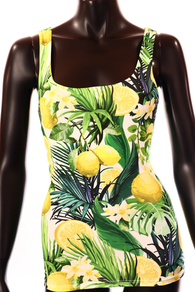 olasz női mintás felső ujjatlan alakhangsúlyozó U nyakú